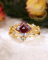 CASSIA Princess Cut Alexandrite Engagement Ring Set